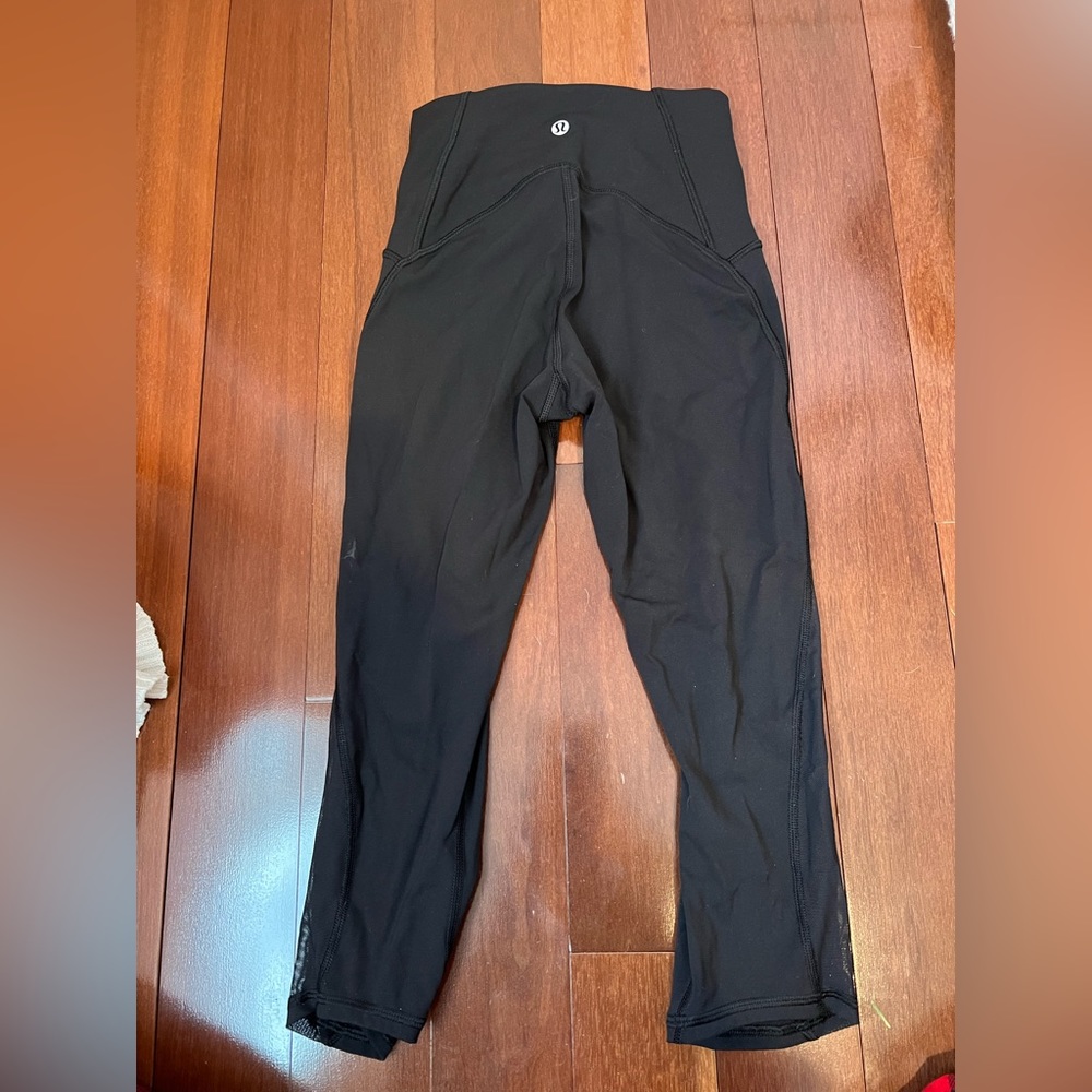 Black cropped lululemon leggings, size 2